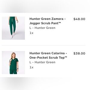 Figs Hunter Green Zamora Jogger Scrub Pant & Catarina One Pocket Scrub Top
